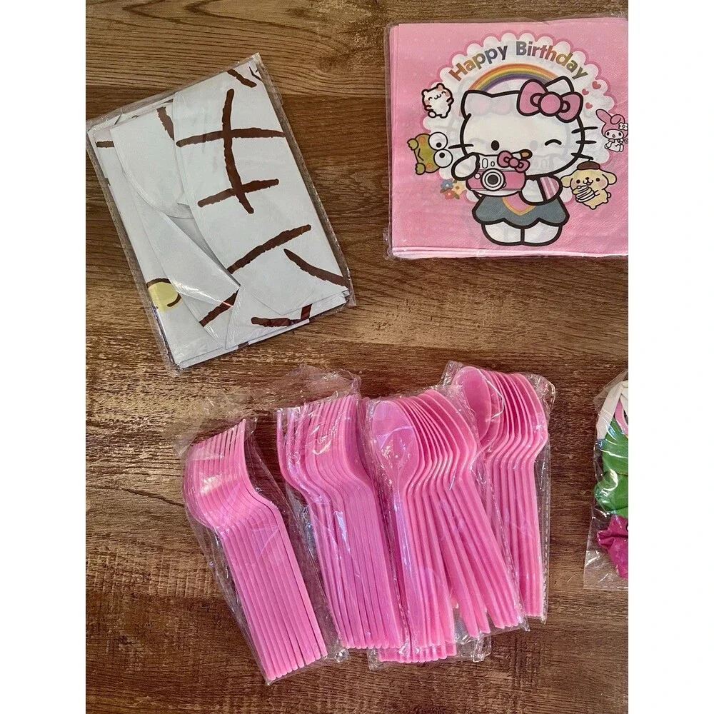 Hello Kitty Birthday Party Supply Kit Pink/White Plates Napkins Banner Balloons